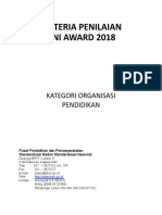 Kuesioner Kriteria Penilaian Sni Award 2018 Kategori Organisasi Pendidikan