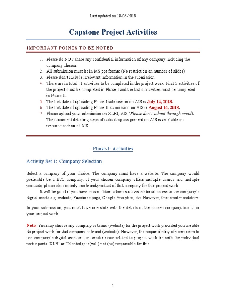 A Comprehensive Guide to Digital Marketing Activities for a Capstone