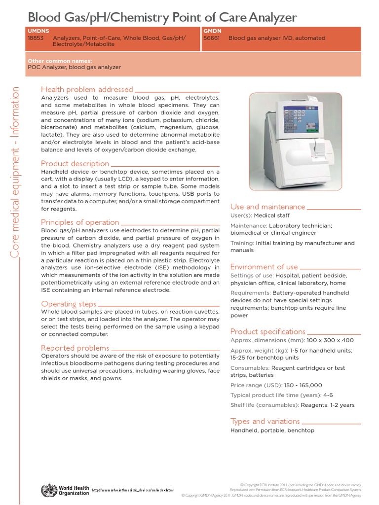 Blood Gas Analyzer PDF Electrolyte Ph