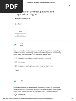 The Pole In The Barn Paradox And Spacetime Diagram Coursera