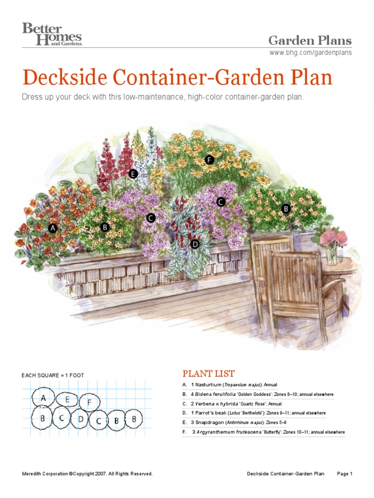Deck Side Container Garden Plan Mulch Trees