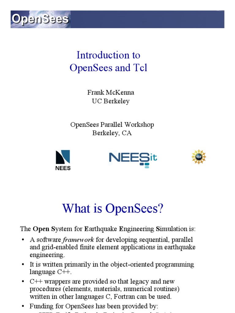 OpenSees Framework Overview and Tcl Usage | PDF | Class (Computer ...