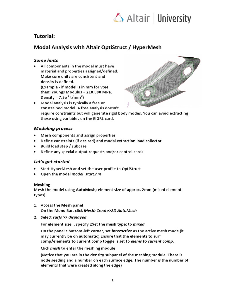 Tutorial: Modal Analysis With Altair Optistruct / Hypermesh: Some Hints ...