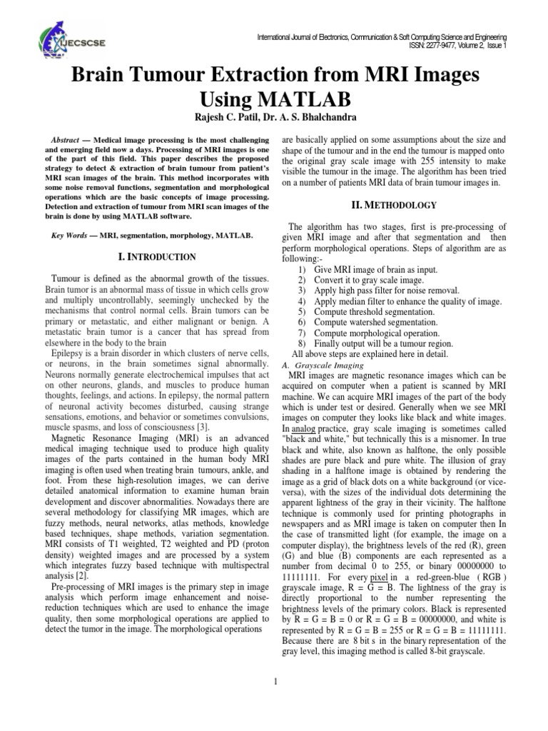 Brain Tumour Extraction From MRI Images Using MATLAB PDF | PDF | Image ...