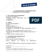 Documentos admissão