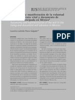 Autonomía y Manifestación de La Voluntad en El Testamento Vital y Documento de Voluntad Anticipada en Mexico