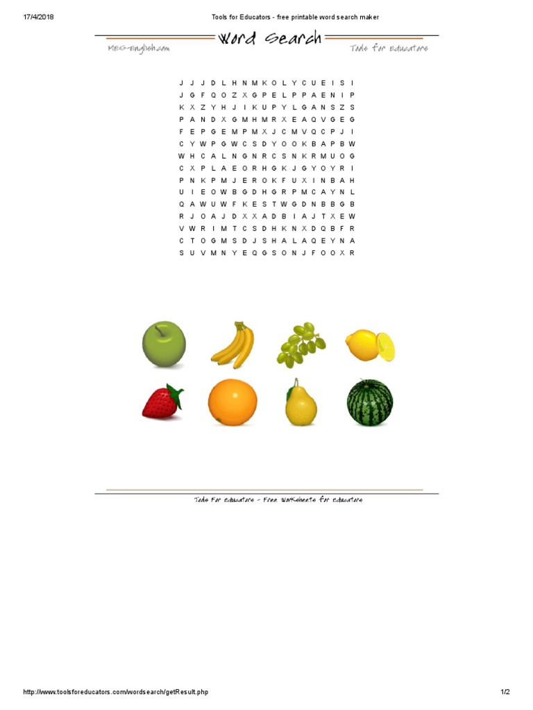 Tools For Educators - Free Printable Word Search Maker | Download Free ...