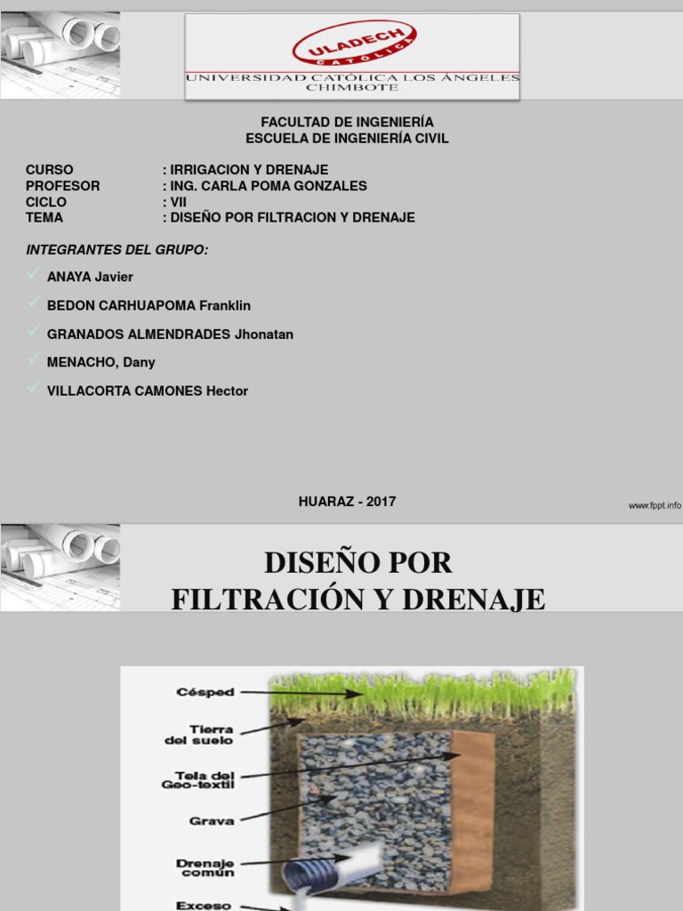 Diseño de Drenaje Francés y Geotextil | PDF | Filtración | Suelo