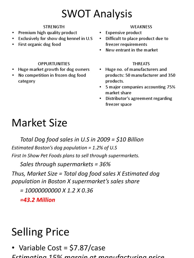 First in Show Pet Foods PDF Margin (Finance) Supermarket