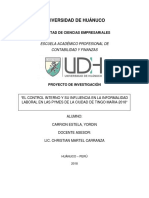 EL CONTROL INTERNO Y SU INFLUENCIA EN LA INFORMALIDAD LABORAL EN LAS PYMES DE LA CIUDAD DE TINGO MARIA-2018