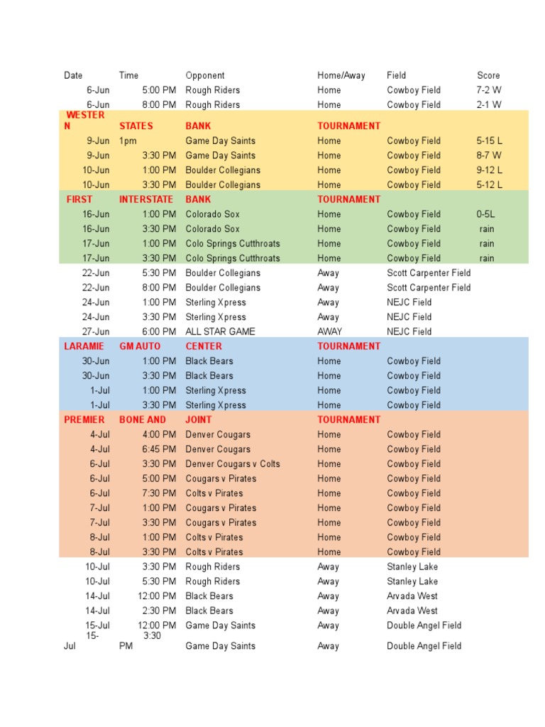 Schedule | PDF | Sports