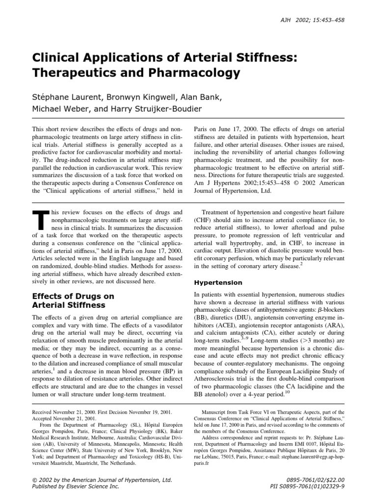 Clinical Applications of Arterial Stiffness AJH 2002 | PDF ...