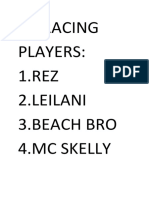 BB Racing Players: 1.REZ 2.leilani 3.beach Bro 4.Mc Skelly
