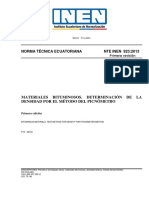 Norma técnica ecuatoriana para determinar densidad de materiales bituminosos
