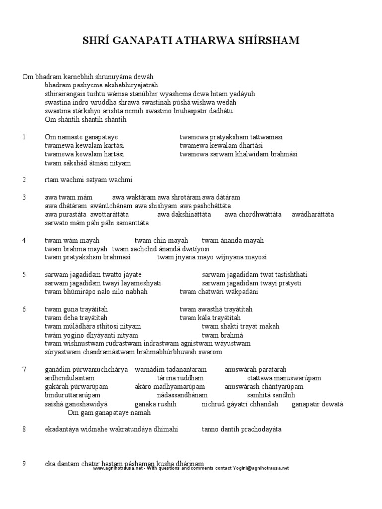 Ganapati Atharvashirsha English