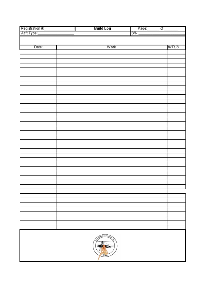 Aircraft Build Log Template | PDF