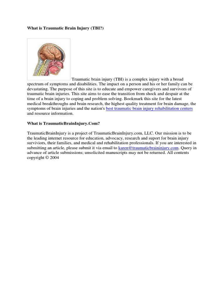 What Is Traumatic Brain Injury | PDF