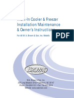 Walk-In Cooler & Freezer Installation/Maintenance & Owner's Instructions