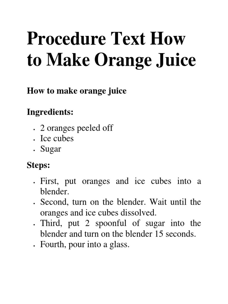 Procedure Text How To Make Orange Juice, 49 OFF