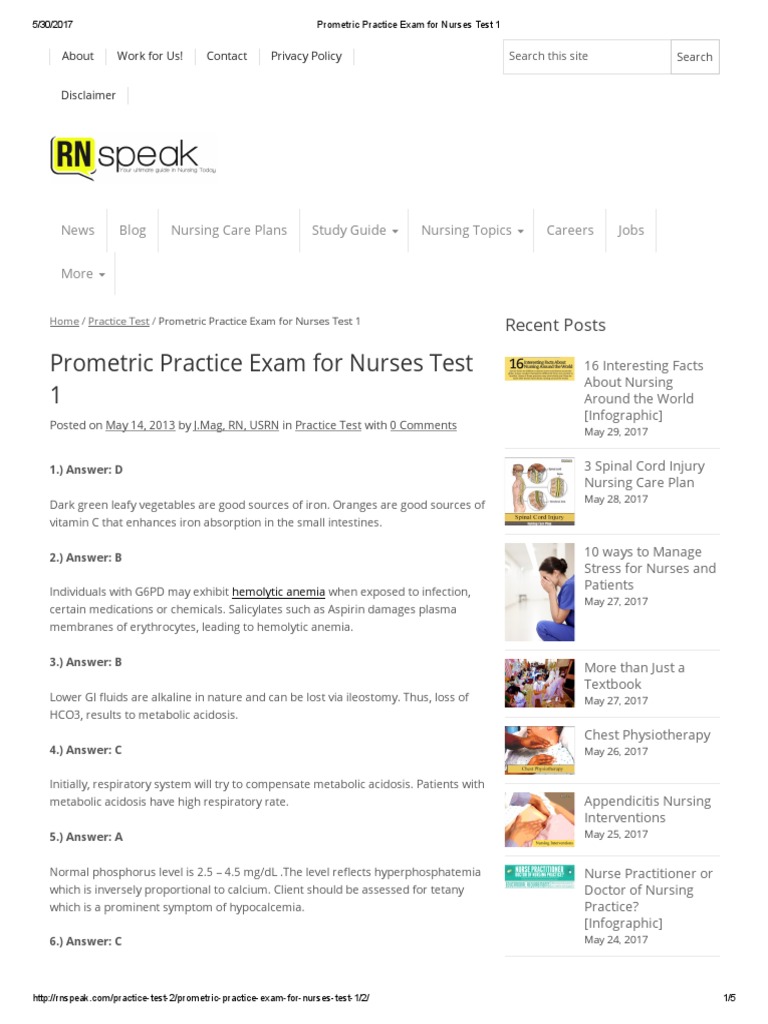 research questions in prometric exam for nurses