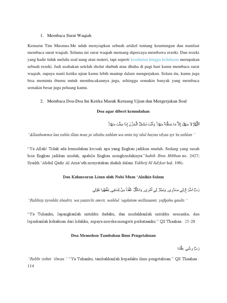 Doa Untuk Ujian