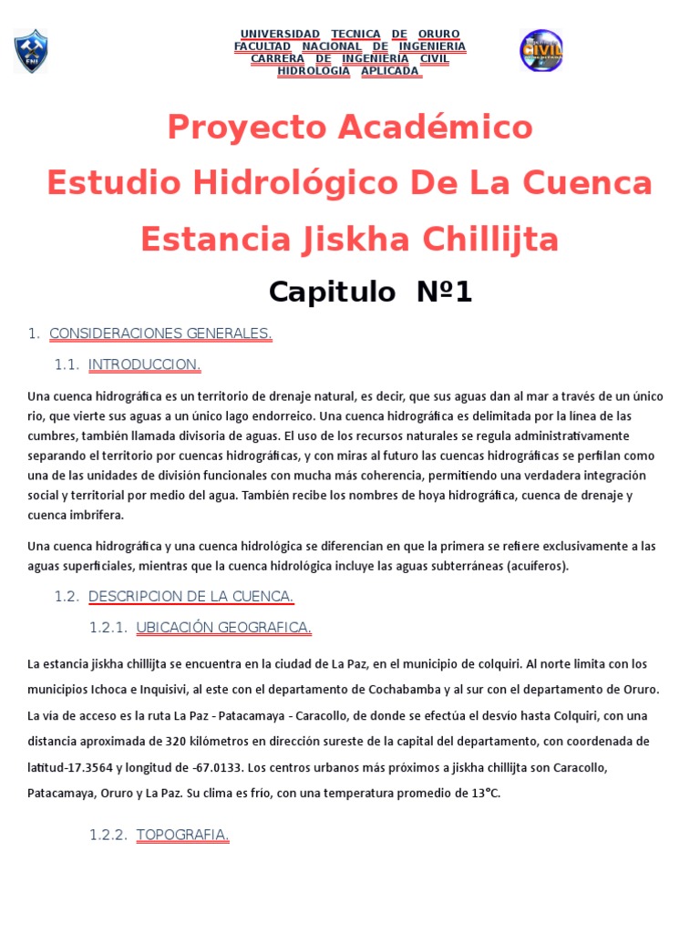 Proyecto Hidrologia Coco | PDF | Hidrología | Geografía Física