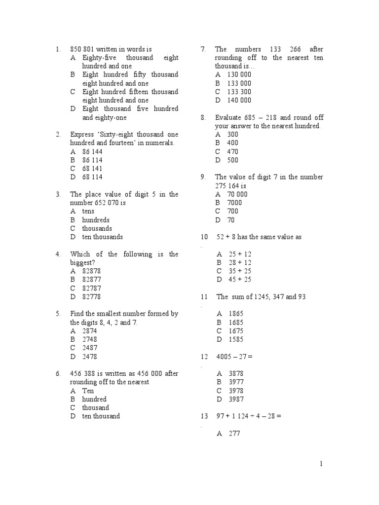 Soalan Peperiksaan Matematik Tingkatan 1 Kertas 1 Pdf Prime Number Mathematics