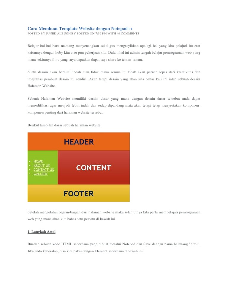 Panduan Membuat Template Website Sederhana | PDF