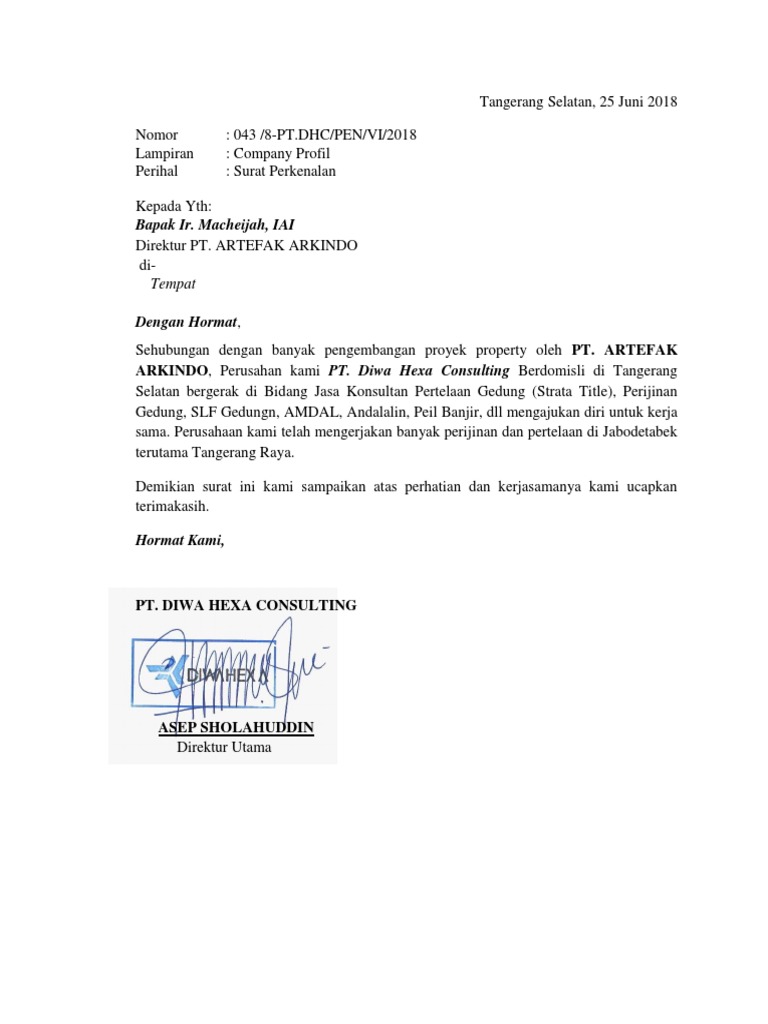Contoh Surat Perkenalan Pdf