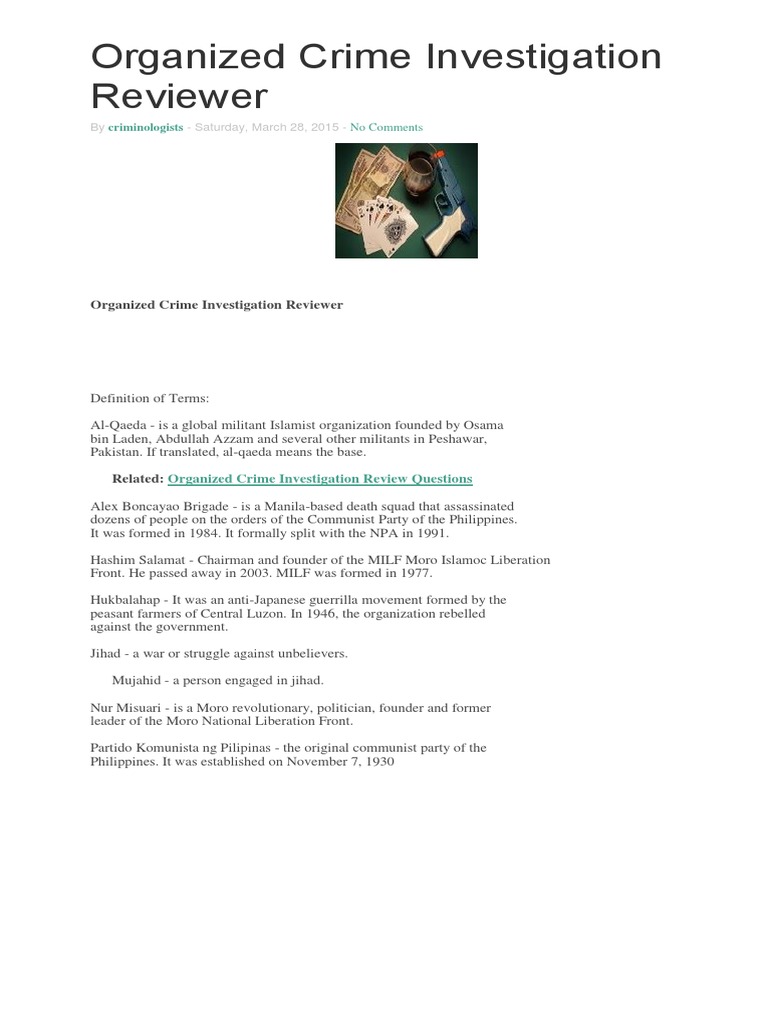 Bigwas Organized Crime Investigation Reviewer | PDF