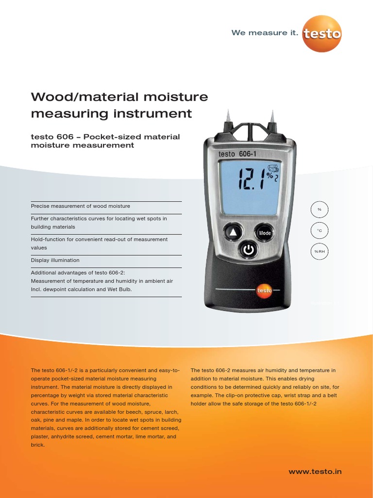 Testo 606-1 Moisture Meter Overview | PDF | Calibration | Mortar