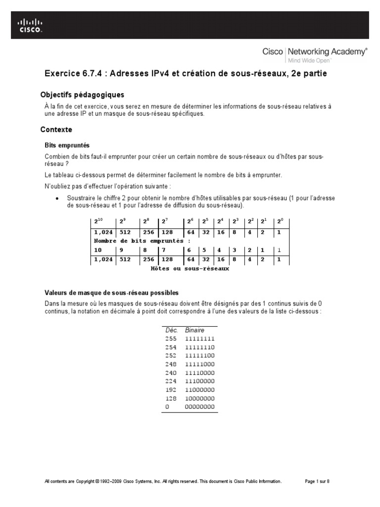 Adresses IPv4 Et Creation de Sous-Reseaux 2e Partie | PDF | Adresse IP ...