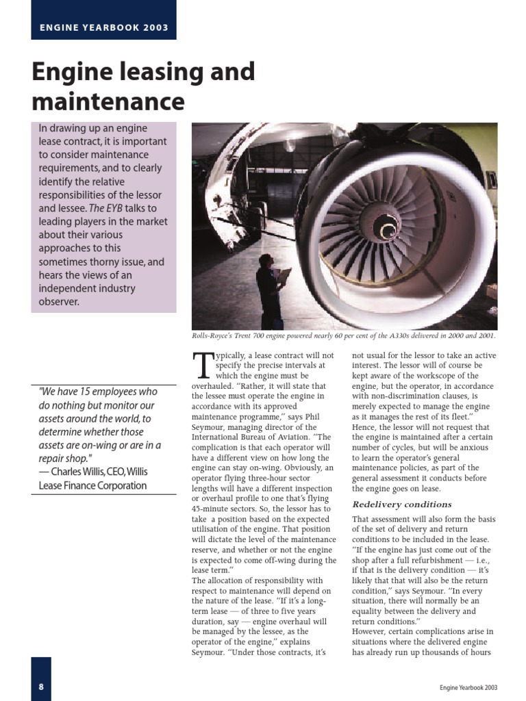 Engine Leasing and Maintenance | PDF | Lease | Airlines
