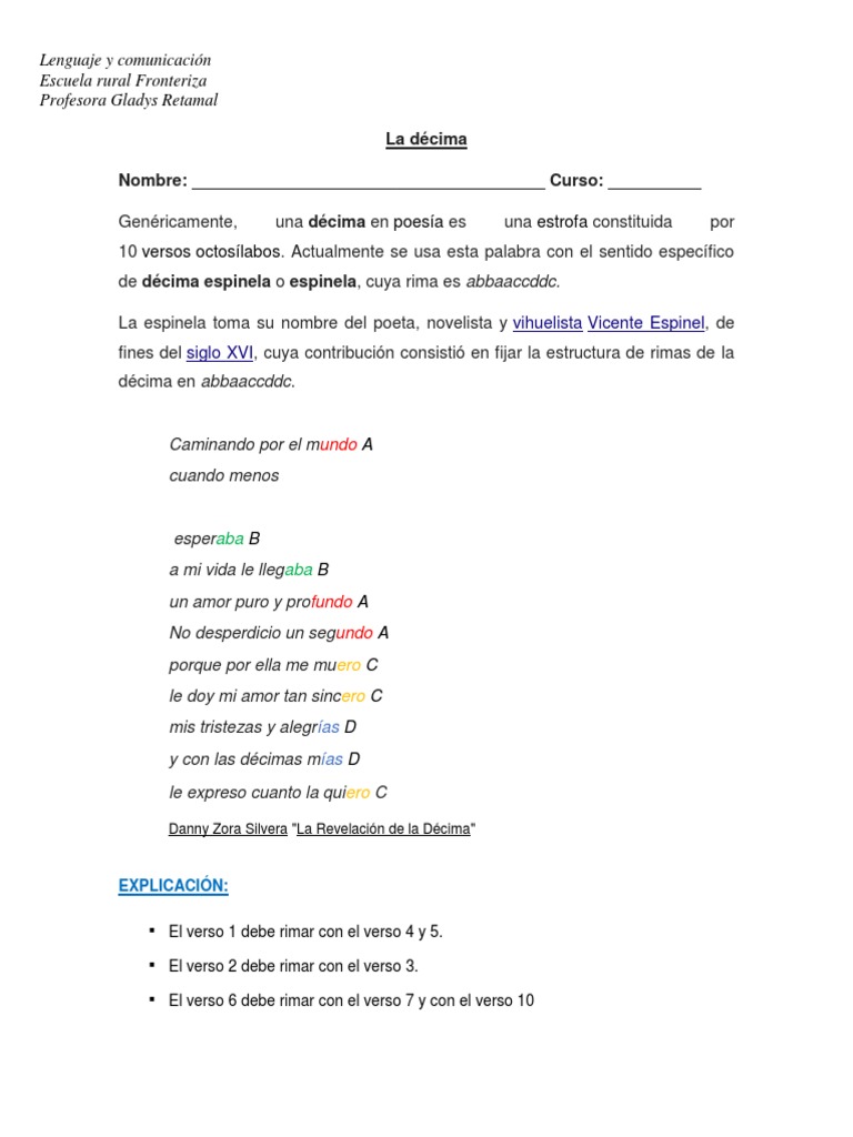 Estructura de la Décima Espinela | PDF