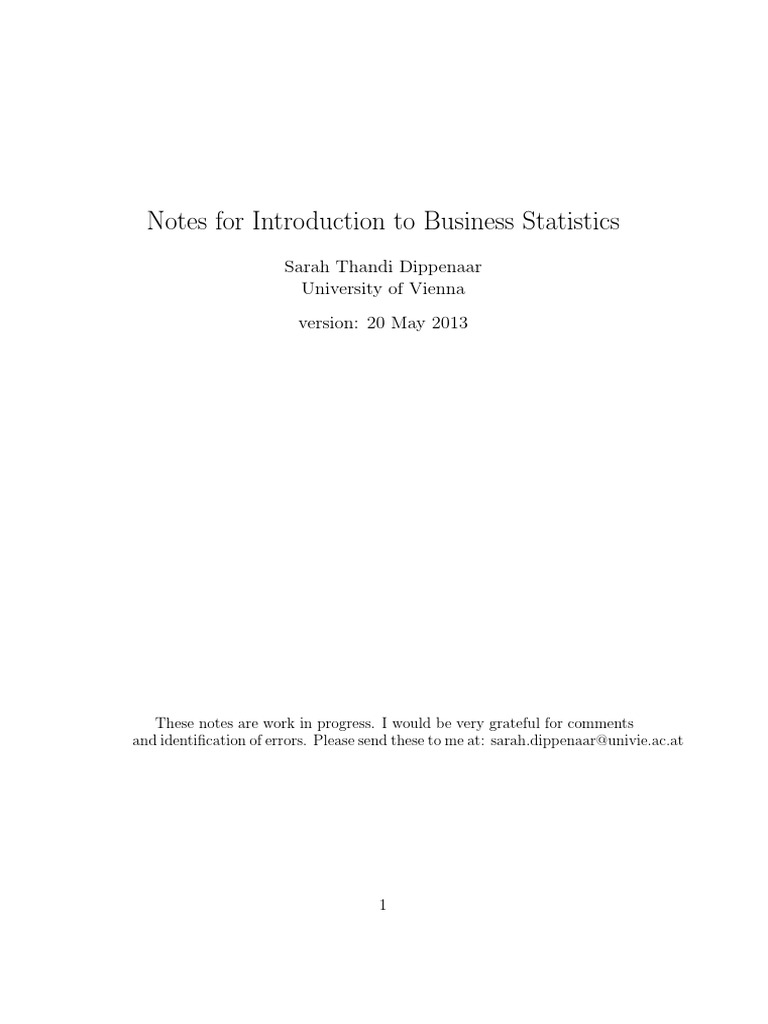 Business Statistics Notes | PDF | Estimator | Statistics