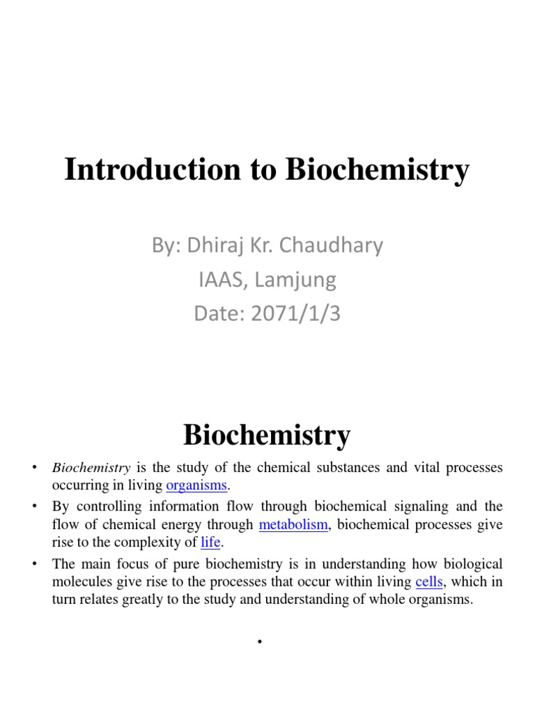 introduction to biochemistry essay