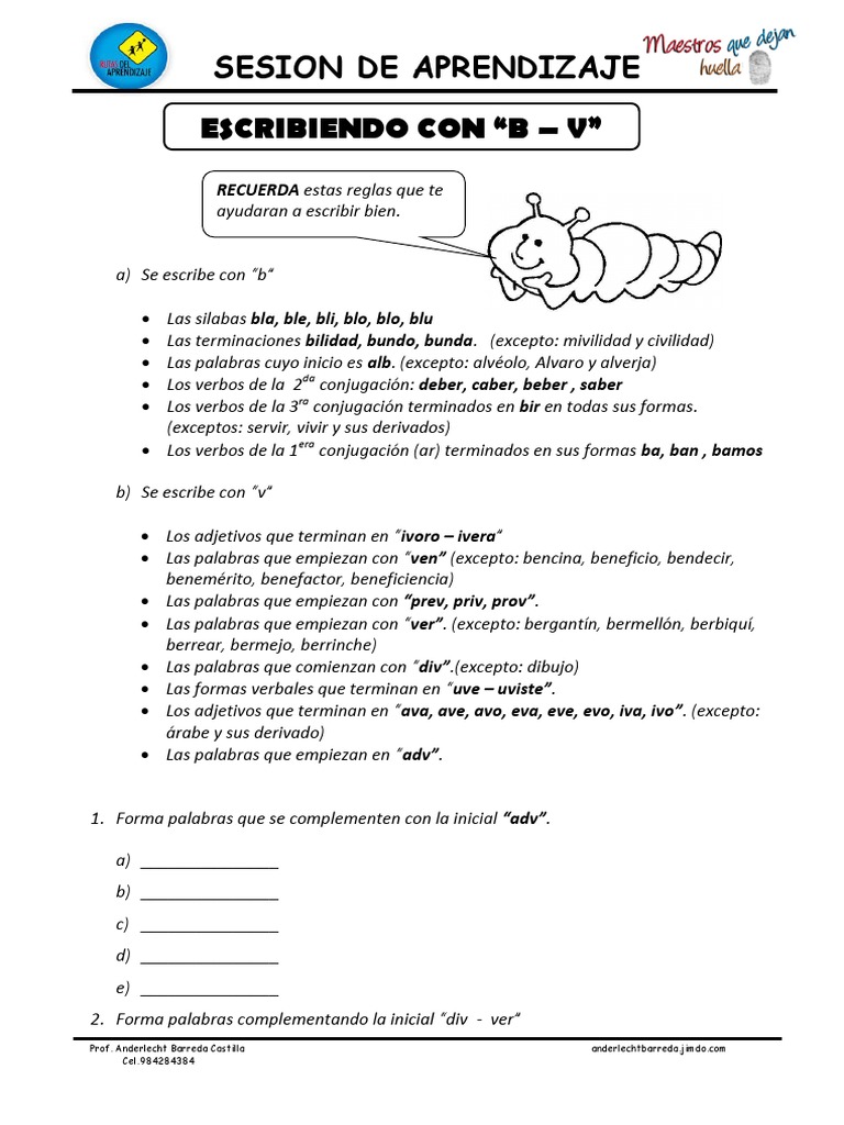 Uso de B y V en el aprendizaje | PDF | Gramática | Lexicología