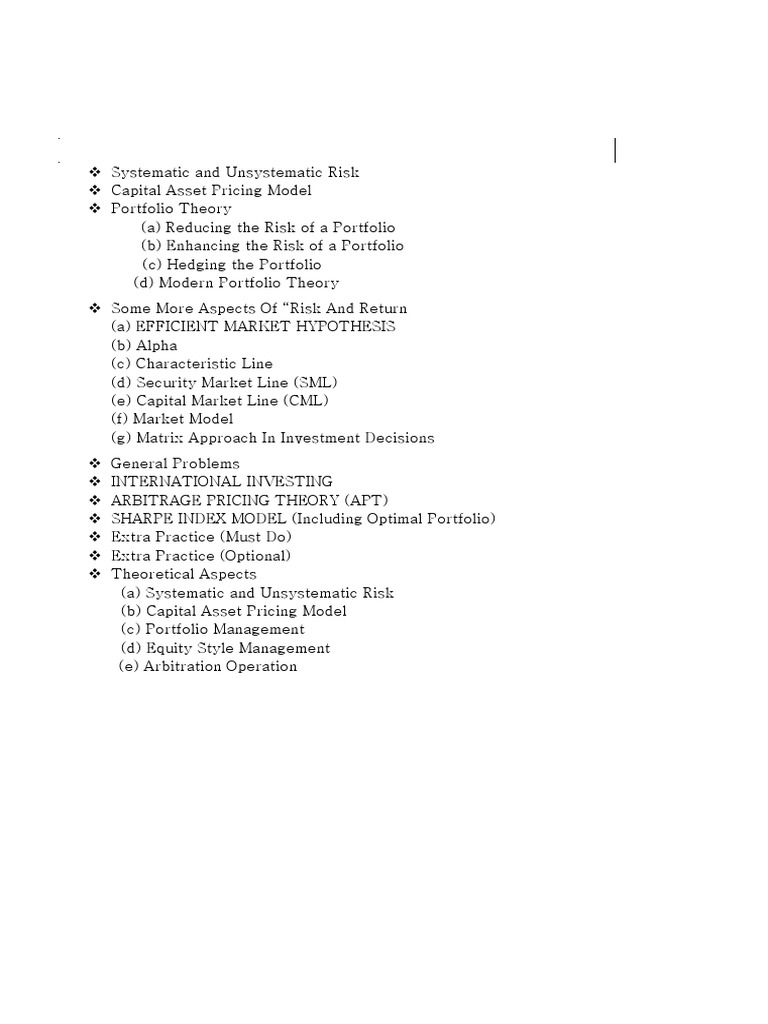 Understanding Systematic vs Unsystematic Risk | PDF | Beta (Finance ...