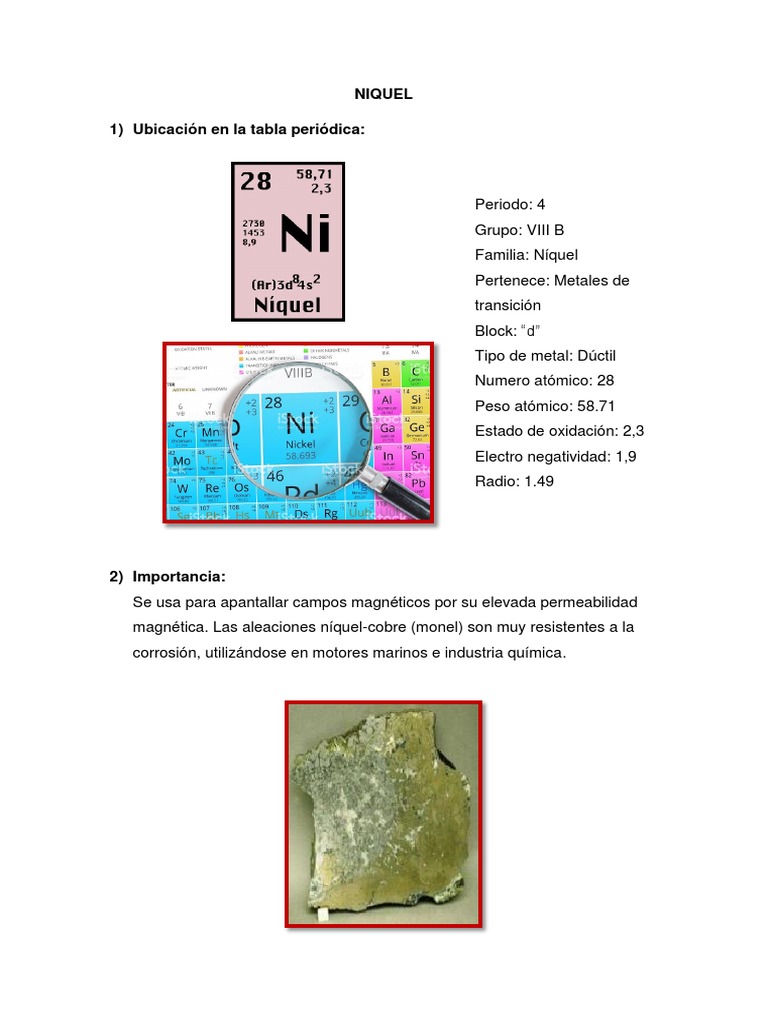 carga Egomanía microscópico NIQUEL | PDF | Níquel | Platino