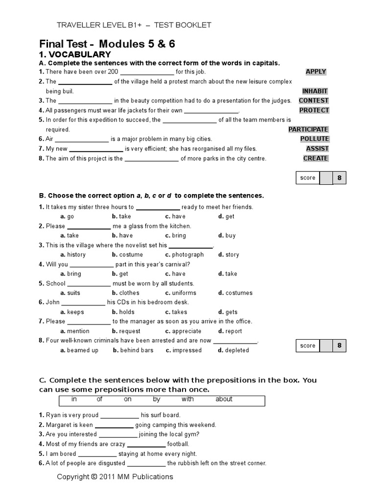 Final Test Intermediate 7 | PDF | Sharks