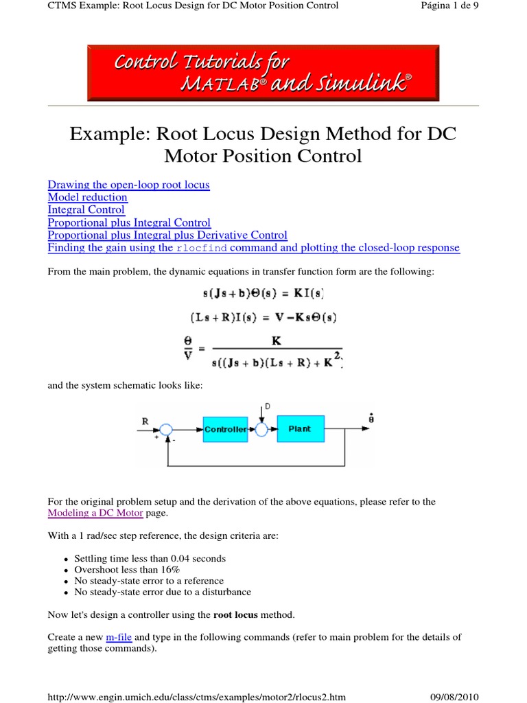 Root Locus Design for DC Motor Control | PDF | Control Theory | Cybernetics