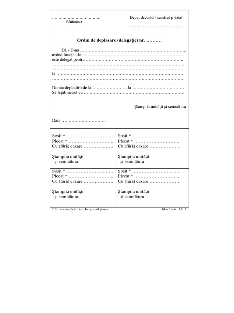 Ordin De Deplasare Pdf