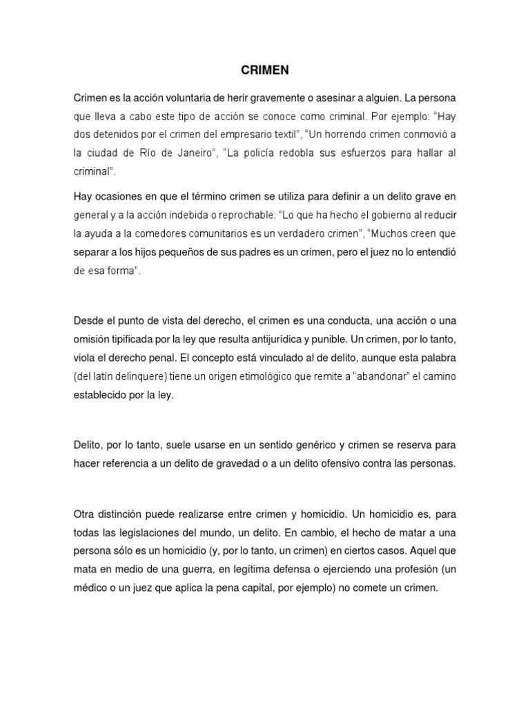 Definición y tipos de crimen | PDF | Crímenes contra la humanidad ...