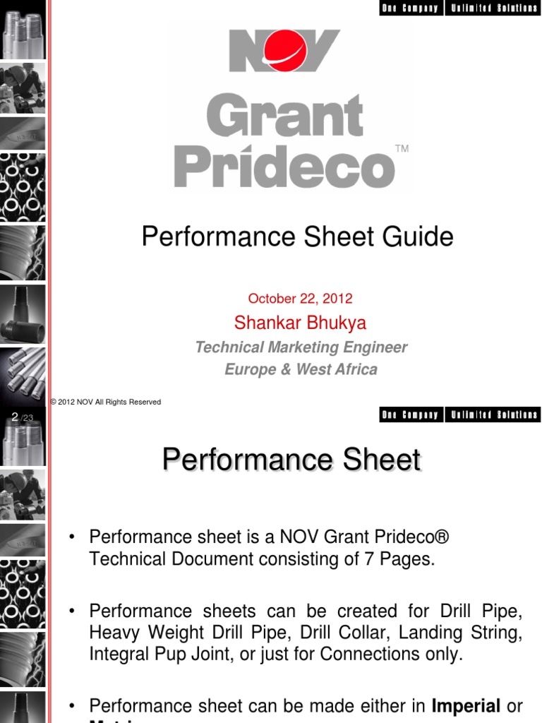 Performance Sheet Guide | PDF | Tension (Physics) | Pipe (Fluid Conveyance)