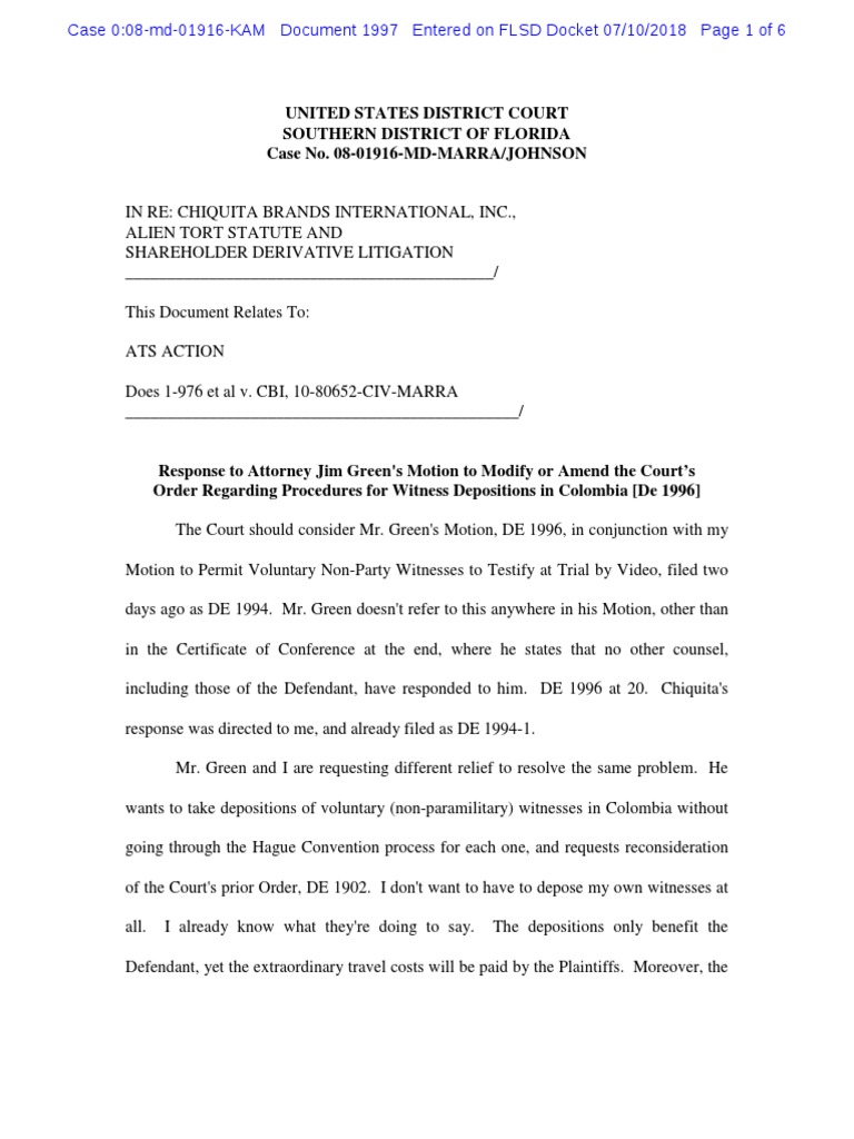Response To Motion To Amend Protective Order PDF Deposition (Law) Discovery (Law)