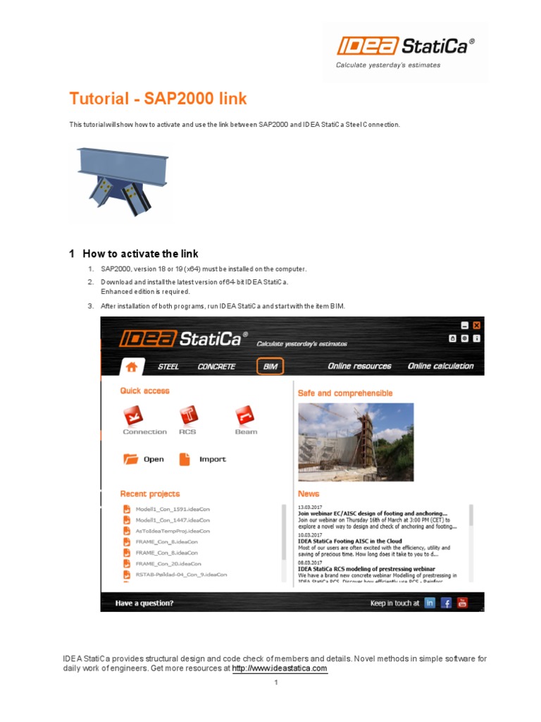 SAP2000 and IDEA StatiCa Integration Guide | PDF | Software | 3 D ...