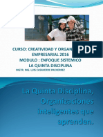 Curso: Creatividad Y Organización Empresarial 2016 Modulo: Enfoque Sistemico La Quinta Disciplina