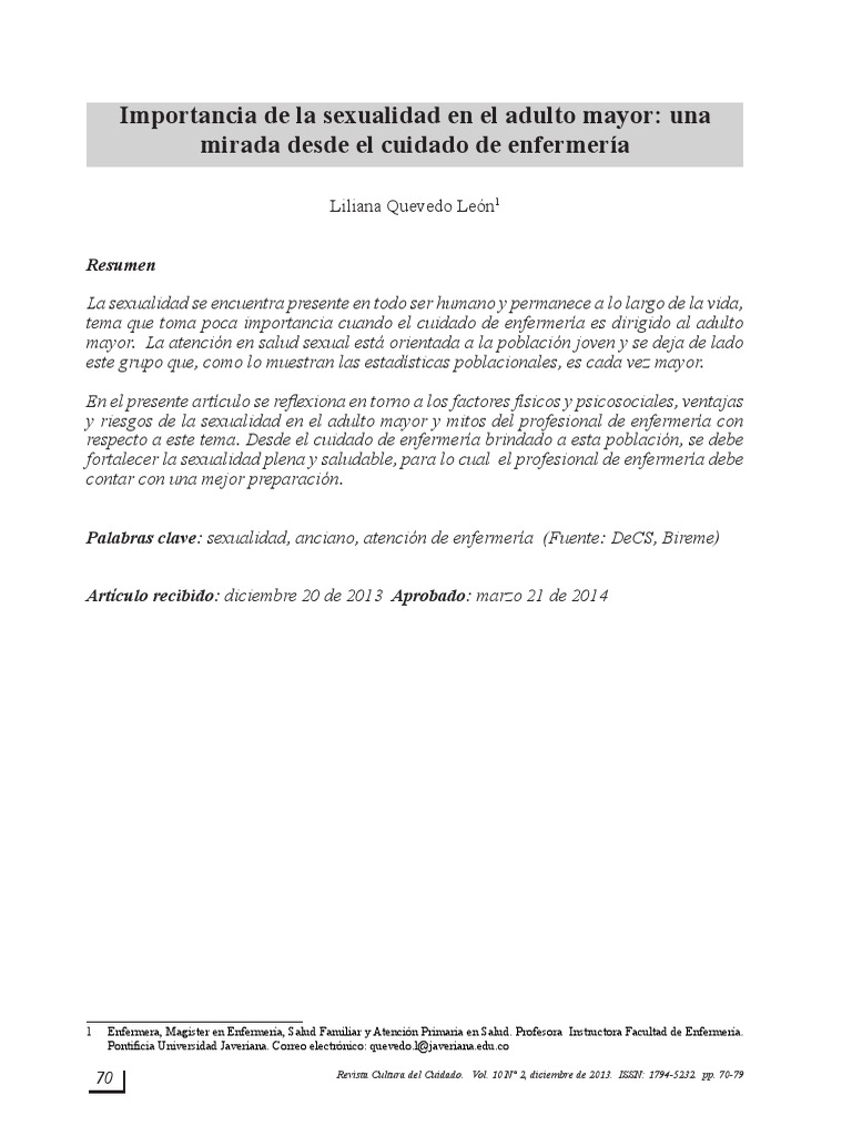 Sexualidad en el Adulto Mayor y Enfermería | PDF | Vejez | Adultos