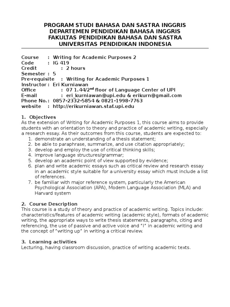Writing For Academic Purposes Game