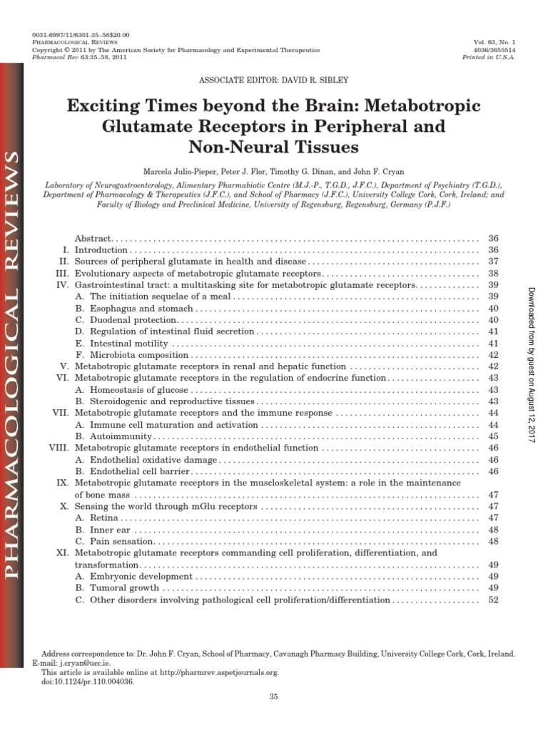Exciting Times Beyond The Brain: Metabotropic Glutamate Receptors in ...